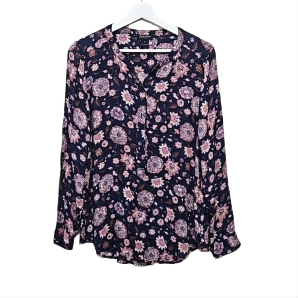 Lucky Brand floral print boho blouse women's size medium